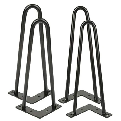 Afbeelding van THINFAR Haarspeld Tafelpoten, 4 Stks Pin Tafelpoten Set, Stalen Poten, DIY Metalen (2 Staven, 30 cm, Zwart)