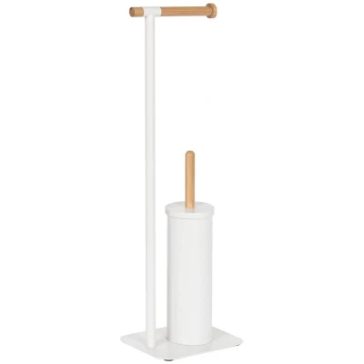 Afbeelding van Toiletrolhouder Home ESPRIT Wit Natuurlijk Metaal Bamboe 22 x 16 68 cm