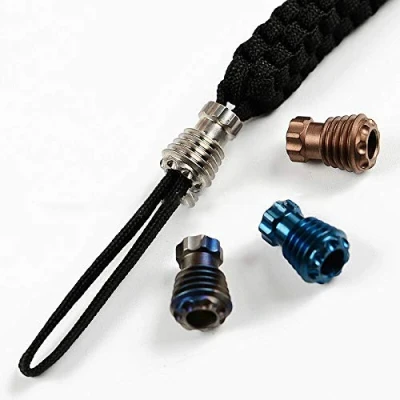 Afbeelding van Titanium legering mes kralen, 1 stuk TC4 touw hanger ondersteuning 2 strengen 7 core paracord voor outdoor lanyard armband (vlamkleur)