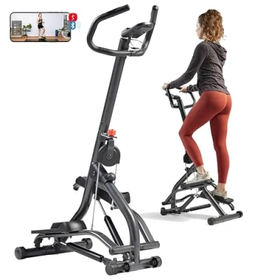 Afbeelding van Sunny Health &amp; Fitness Trapstepper met stuur, uitgebreid stappenbereik machine voor klimoefeningen, compact, in hoogte verstelbaar, low impact SunnyFit® app Verbeterde connectiviteit SF S021001