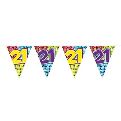 Afbeelding van Mini vlaggenlijn slinger 21 jaar Birthday Blocks 3 meter
