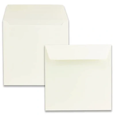 Afbeelding van Enveloppen, vierkant, kleur: crème, formaat: 16,5 x cm, gewicht: 120 gram per m², zelfklevende lijm met platte klep