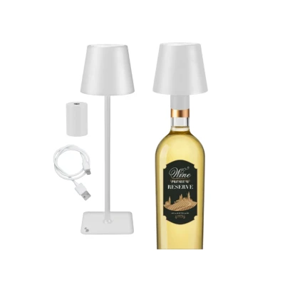Afbeelding van BEPER P201UTP119 2in1 Draadloze Tafellamp, Bureau Touch Lamp, 1.5W, USB Oplaadbare Led Lamp voor Binnen en Buiten, Inclusief flesadapter, Wit
