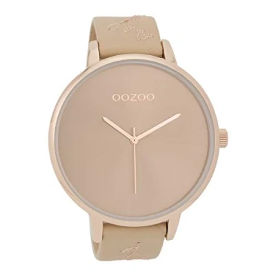 Afbeelding van OOZOO Timepieces Rosé goudkleurige horloge met poeder roze leren band C9717
