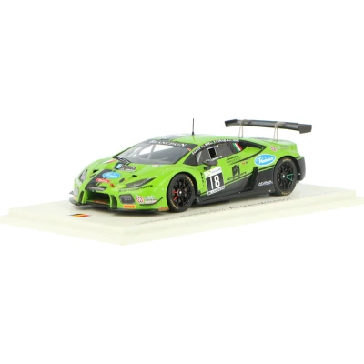 Afbeelding van De 1:43 Modelauto van Lamborghini Huracan GT3 GRT Team Antonelli Motorsport #18 24H Spa 2018. coureurs waren J. Perez / G. Giraudi L. Spinelli en Altoe. Het model is begrensd door 300 stuks. fabrikant he