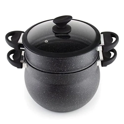 Afbeelding van couscous Agadir Pann/stoompan, 12 liter, couscoussiere kuskus, inductie met glazen deksel, groente /aardappelstomer, kookpan geschikt voor