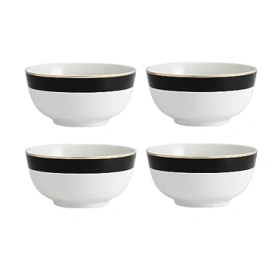 Afbeelding van Mikasa Luxe Deco Chinese Graankommen, Set van 4 Ronde Kommen met Art Patroon, 21cm Soepkommen voor Geschenkverpakking en Vaatwasmachinebestendig