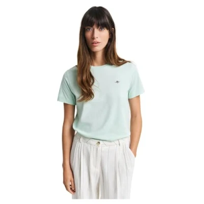 Afbeelding van GANT REG Shield SS Tshirt basic, Dames, Maat: Large, Faded mint