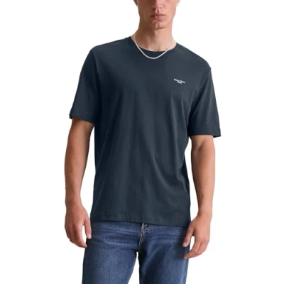 Afbeelding van Marc O&#039;Polo Denim Short Sleeve LOGO ON Chest Tshirt basic, Heren, Maat: Large, Navy teal