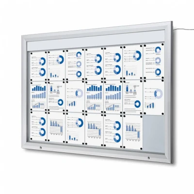 Afbeelding van Vergrendelbaar Notitiebord Outdoor Verlicht Logo Met Gasveer 21x A4