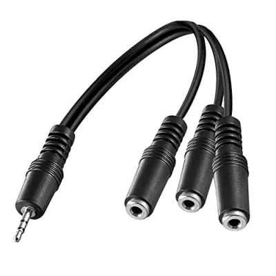 Afbeelding van F57S audio kabel splitter adapter 3,5mm jack naar 3x MP3 mobiele telefoon pc, 3 weg hoofdtelefoon voor PC gaming headset, PS4, Xbox One, smartphones en laptops, ca. 30 cm