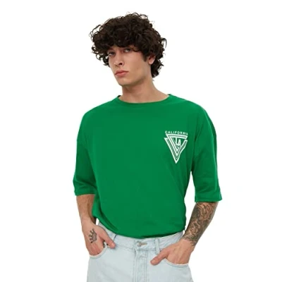 Afbeelding van Trendyol Zwart Oversized/Wijd Gesneden T Shirt Met Stadsprint Van 100% Katoen En Korte Mouwen Tmnss20Ts1102