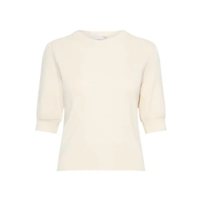 Afbeelding van ICHI Ihboston Tshirt basic, Dames, Maat: Medium, Almond milk
