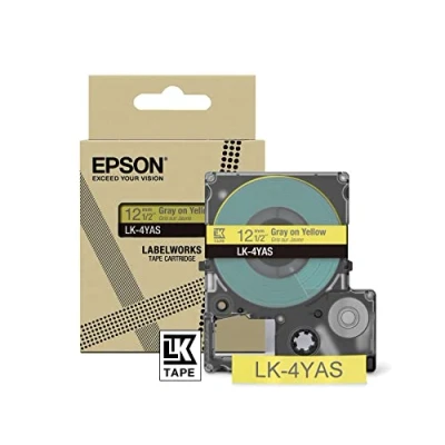 Afbeelding van Epson LabelWorks LK 4YAS Labelbandcassette compatibel met LW C610 en C410 geel/grijs 12 mm