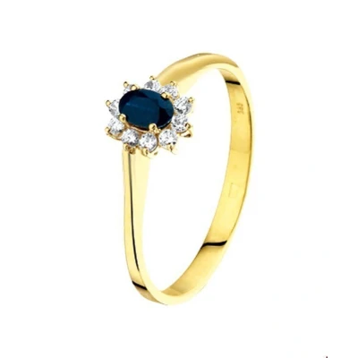 Afbeelding van Geelgouden Ring saffier en zirkonia 4015605 18.50 mm (58)