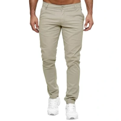 Afbeelding van Elara chunkyrayan chino voor heren, regular slimfit, stretch, taupe, 34W / 34L