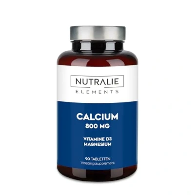 Afbeelding van calcium, Magnesium, vitamine D3 Hoge dosis calcium 800 mg Onderhoud van botten, tanden en spieren opname magnesium D 90 tabletten Nutralie