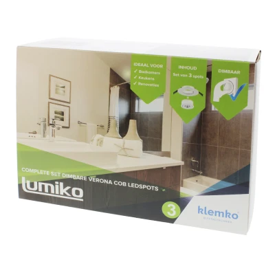 Afbeelding van Klemko Lumiko Verona COB pakket met 3x ledspot 3000K dimbaar