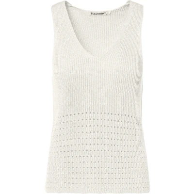 Afbeelding van Beaumont dames Aria fijngebreide top met lurex in de kleur Taupe, maat: M