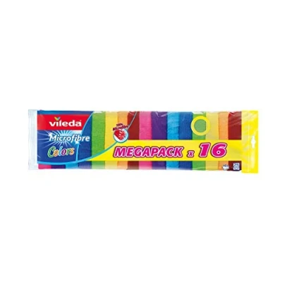 Afbeelding van Vileda microvezel Colors multifunctionele doek, 16 megapack, 100% microvezel, kleurrijke doeken, 30 x cm