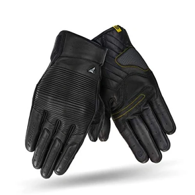 Afbeelding van SHIMA Blake Motorhandschoenen voor heren, ademend, elastisch, touchscreen, vintage handschoenen van leer met enkelbeschermer, enkelschokdemper, versterkte handpalm (zwart, S)