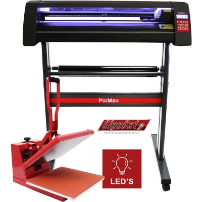 Afbeelding van Pixmax Vinyl Snijplotter Met LED verlichting + 38 cm Transferpers 12 maanden Signcut Pro Software stand Ingebouwde optisch ooglasergeleiding