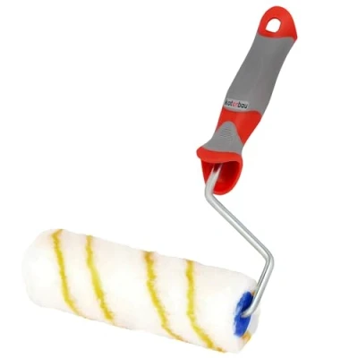 Afbeelding van KOTARBAU® verfroller geel draad 160 mm met rubberen greep borstel rollerroller roller voor schilderwerk en renovatie