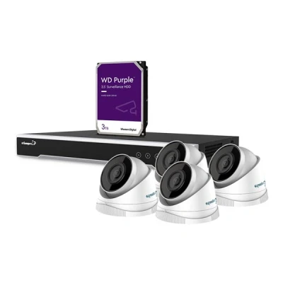 Afbeelding van 4 MP IP VIDEOBEWAKINGSSET 8 KANAALS NVR RECORDER x WITTE DOME
