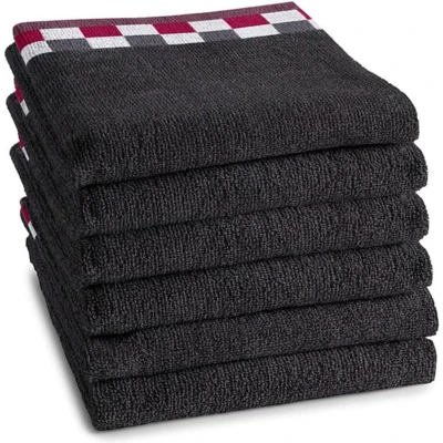 Afbeelding van Keukendoeken DDDDD Carre Antraciet (Set van 6)