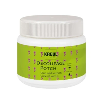 Afbeelding van KREUL 48251 Art Potch decoupage Watergedragen satijn lijmvernis voor 150 ml potje Droogt snel en wordt transparant