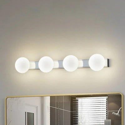 Afbeelding van Lucande LED badkamer wandlamp Myrra, chroom, glas, 60 cm, IP44