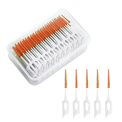 Afbeelding van VIKSAUN 200 stuks interdentale borstels, tandenflossers borstel flosser sticks, siliconen tandplectrums, mondelinge tandreiniging floss tandspleet voor het beschermen