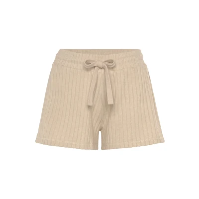 Afbeelding van Lascana pyjamashort met ribstructuur beige