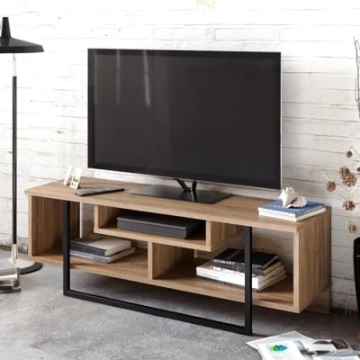 Afbeelding van Nikolai TV meubel L120cm Licht hout en zwart Menzzo