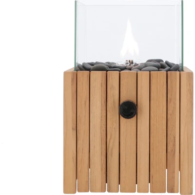 Afbeelding van Cosiscoop Timber square gaslantaarn 20x20x30cm tuinaccessoire