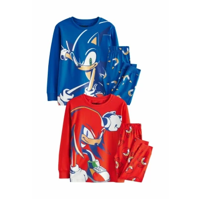 Afbeelding van Next 2 PACK Regular FIT Pyjama voor kinderen, Maat: 110, Blue red sonic and knuckles