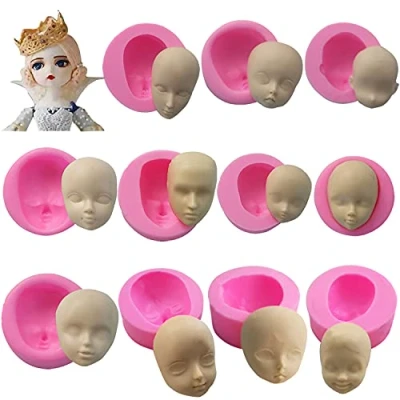 Afbeelding van WonDerfulC 11 stks Siliconen Menselijk Hoofd Mould Fondant Gezicht Mallen Model Pop Mold Maken Cake Klei Hars Kaars Zeep