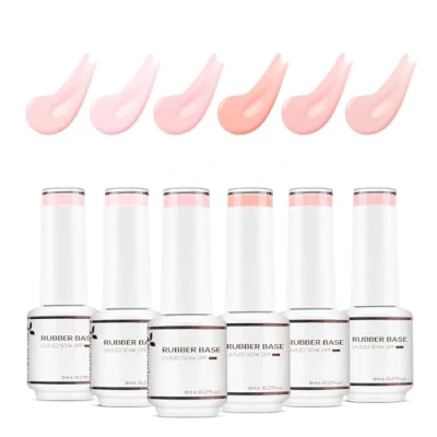 Afbeelding van Nicedeco 4 IN 1 Rubber Base Gel Nagellak Semi permanent Nail Polish UV LED Soak Off 6 X 8ML Color Art Set Gift 37