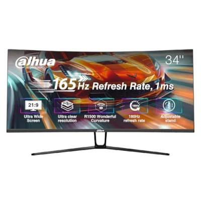 Afbeelding van Dahua LM34 E330C Curved Ultrawide QHD VA Gaming Monitor 34 inch 165hz 1ms Inclusief DisplayPort kabel