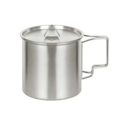Afbeelding van Roestvrijstalen mok outdoor camping koffiemok, thee mok, handvat opvouwbare met deksel (350ML)