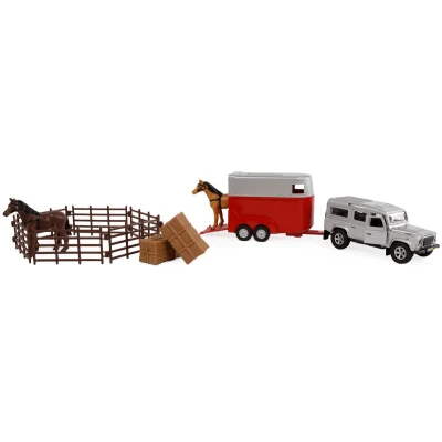 Afbeelding van Land Rover met paardentrailer en accessoires van Kids Globe