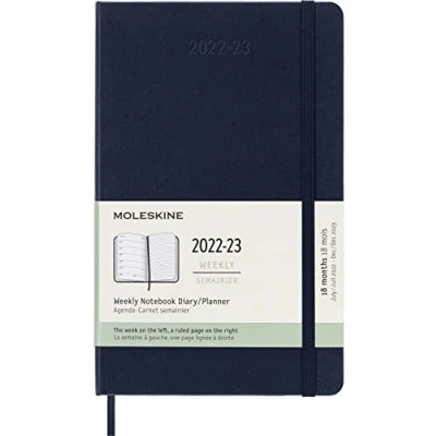 Afbeelding van Moleskine 18 Maanden Agenda 2022/23 Wekelijks Large Harde Kaft Saffier Blauw