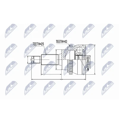 Afbeelding van Homokineet reparatie set, aandrijfas NTY NPZ SU 033