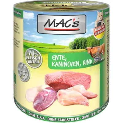 Afbeelding van 6x800g Eend, Konijn &amp; Rund MAC&#039;s Kattenvoer
