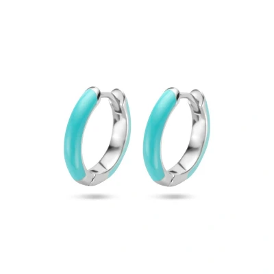 Afbeelding van zilver gerhodineerd klapoorringen emaille 1336228
