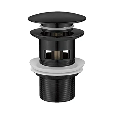 Afbeelding van Ibergrif M20502B Pop up Gootsteen Plug, Click Clack Afvoer Universele Wastafel met Overloop, Ventielplug voor Bidet, Zwart