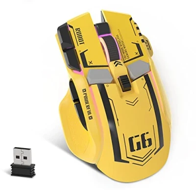 Afbeelding van KUIYN G6 Tri Mode muis, Type C bedrade 2.4G draadloze Bluetooth muis met 11 RGB achtergrondverlichting, mechanische gamingmuis 10 knoppen en vuurknop, instelbare DPI, voor Windows