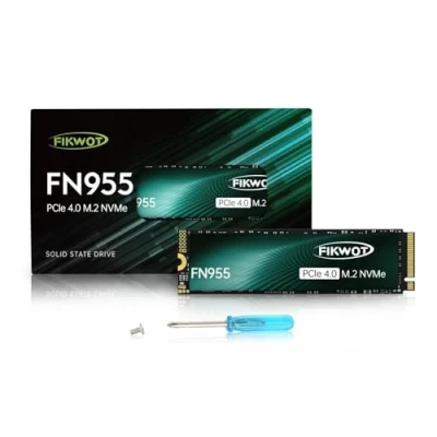 Afbeelding van Fikwot NVMe 1 TB SSD M.2 2280 PCIe Gen4 Tot 7350 MB/s Gamming TLC Interne Solid State Drive HMB en SLC cache, compatibel met PS5 laptops desktops, grafiet koellichaam (FN955)
