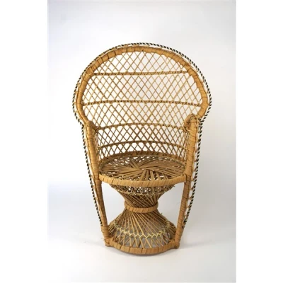 Afbeelding van Rotan rieten pauwenstoel retro voor pop poppenstoel (King Chair/koningsstoel)