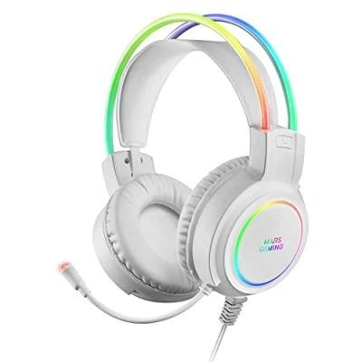 Afbeelding van Mars Gaming MHRGBW, Chroma RGB Flow Koptelefoon, Professionele Microfoon, Ruimtelijk Geluid, Wit